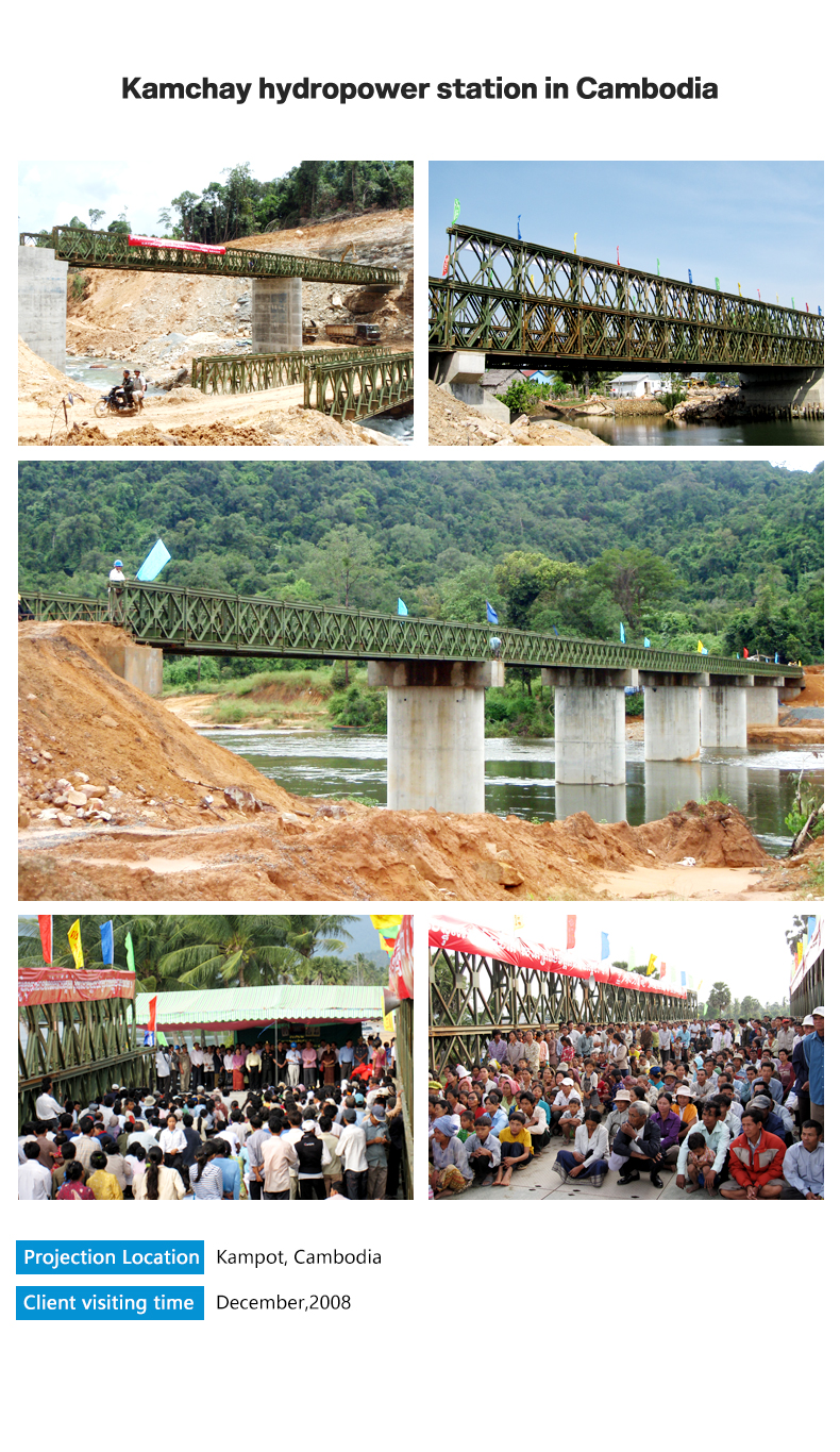 The governor of Kampot province along with military and government officials opened a steel bridge to traffic